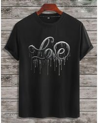Rmk - T- Shirt kurzarm Rundhals Basic Liebe mit "Love" Print aus Baumwolle - Lyst