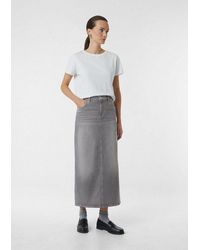 Comma, - Maxirock Rock Langer Jeans-Rock Mit Kontrast-Nähten - Lyst