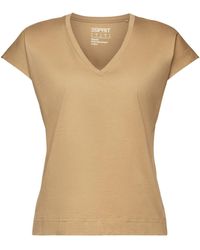 Esprit - V-Neck-T-Shirt aus merzerisierter Pima-Baumwolle (1-tlg) - Lyst