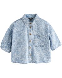 Next - Jeanshemd Verkürztes Denim-Hemd aus 100 % Baumwolle (1-tlg) - Lyst