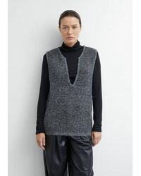 Comma, - Rundhalspullover Strickpullunder Oversize-Strickpullunder Mit Pailletten - Lyst