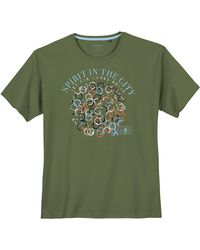RAGMAN - Rundhalsshirt T-Shirt oliv modischer Frontprint Übergröße - Lyst