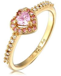Elli Jewelry - Fingerring Herz Zirkonia Weiß 925 Sterling Silber - Lyst