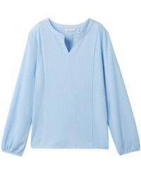 Tom Tailor - Blusenshirt Langärmlige V-Ausschnitt und feinen Streifen Bluse mit Streifenmuster - Lyst