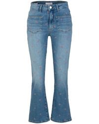 Rich & Royal - 5-Pocket-Jeans Kick flare embroidered blue denim - Lyst
