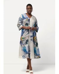 Ulla Popken - Midikleid Lyocell A-Linie V-Ausschnitt 3/4-Arm - Lyst