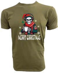 Paulgos - Print- T-Shirt "Skelett Musik und Kaffee Modell 2 - Lyst