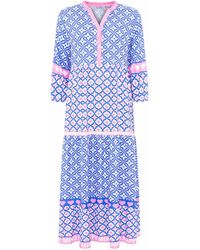 Zwillingsherz - Maxikleid "Dreams" mit Mustermix, Knopfleiste und 3/4 Arm - Lyst
