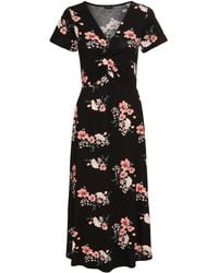 Laura Scott - Sommerkleid mit romantischem Blumendruck und Raffung, Midikleid - Lyst