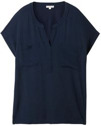 Tom Tailor - T-shirt fabric mix blouse, sky captain blue - Lyst