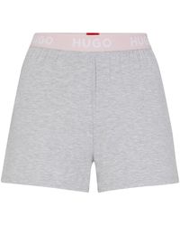 HUGO - Pyjamashorts Unite Shorts sichtbarem Bund mit Marken-Logos - Lyst