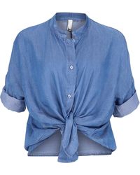 malito more than fashion - 3/4-Sweathose 2309 oversize Denimbluse in Jeans-Optik - Lyst