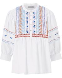 Rich & Royal - Blusenshirt blouse with embroidery organic, white - Lyst
