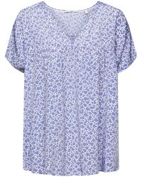 Esprit - Kurzarmbluse Bluse mit V-Ausschnitt und Muster - Lyst