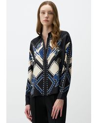 Jimmy Key - Shirtbluse Langärmlig Geometrisch Gemustert Gewebt Hemd - Lyst