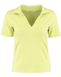 Hailys - T- Geripptes Poloshirt Kurzarm Bluse V-AusschnittT-Shirt VICKY 5079 in Gelb - Lyst
