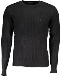 U.S. Grand Polo - Strickpullover Elegantes Langarmshirt Schwarz mit Kontrastdetails und Stickere - Lyst