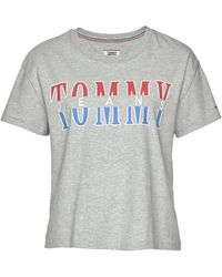 Tommy Hilfiger Rundhalsshirt »TJW RETRO LOGO TEE« mit Retro Print - Grau