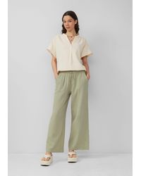 QS - Stoffhose Musselin-Hose mit weitem Bein - Lyst