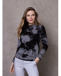 Passioni - Strickpullover 2-farbiger Jacquard Pullover mit abstraktem Muster - Lyst