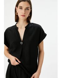 Koton - Kurzarmbluse Kurzärmelig V-Kragen Bluse - Lyst