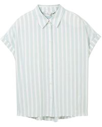 Tom Tailor - Blusenshirt striped short sleeve blouse, mint blue offwhite stripe - Lyst