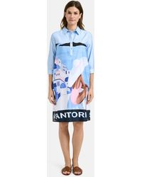 Milano Italy - Sommerkleid Dress w collar, half placket, 3/4 sleeves with cuffs + turn up - Lyst