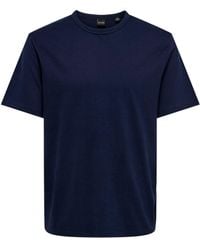 Only & Sons - Weiches Rundhals T- Kurzarm ONSSMART Basic Shirt (1-tlg) 6806 in Blau-2 - Lyst