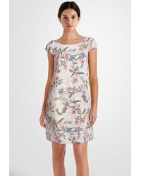 PEKIVESSA - Sommerkleid Leinenkleid knielang kurzarm (Einzelartikel, 1-tlg) mit Blumen-Print - Lyst