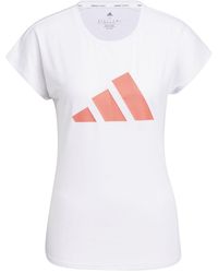 adidas - Shirt W 3 BAR TEE Fitness T-Shirts weiß - Lyst