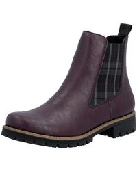 Rieker - Chelseaboots Stiefelette, Boots Mit Kariertem Stretcheinsatz An Der Seite - Lyst