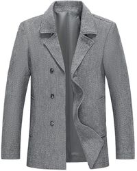 Allthemen - Wollmantel mit Reverskragen Wintermantel Twill Regular Fit Kurzmantel - Lyst