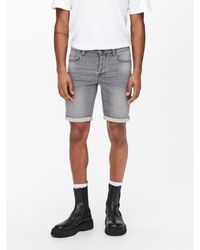 Only & Sons - Jeansshorts Denim Capri Jeans Shorts 3/4 Bermuda Pants ONSPLY 5019 in Grau - Lyst
