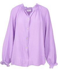 Seasons of April - Hemdbluse EMMA MUSSELIN Oversized Musselinbluse mit Spitze aus 100% Cotton – locker & luftig - Lyst