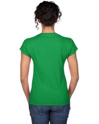 Gildan - T-Shirt -Neck V-Ausschnitt Baumwolle Shirts Lady Fit - Lyst