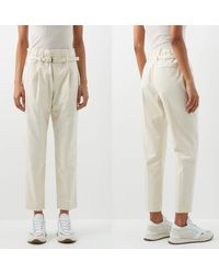 Brunello Cucinelli - Loungehose High-waist cropped cotton-twill trousers Pants Trou - Lyst