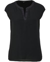 Comma, - T-Shirt Basic mit Tunika-Ausschnitt - Lyst