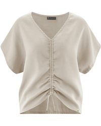 HempAge - Hemdbluse DH156 Geraffte Sommerbluse - Lyst