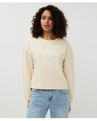 EsQualo - Rundhalspullover Sweatpullover Beige - Lyst
