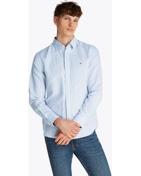 Tommy Hilfiger - Langarmhemd LINEN BLEND BOLD STRIPE mit feinen Streifen - Lyst