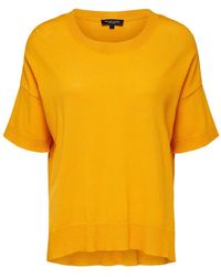 SELECTED Kurzärmeliger Strickpullover - Gelb