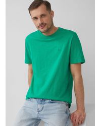 S.oliver - Kurzarmshirt T-Shirt mit Flammgarnstruktur und Logo-Print - Lyst