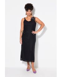 MIAMODA - Jerseykleid Mesh-Maxikleid A-Linie abnehmbare 3D-Blüten - Lyst