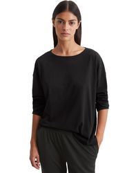 Marc O' Polo - Longsleeve Mix & Match Cotton-Woven Rundhalsausschnitt und geradem Saum mit seitlichen Schlitzen - Lyst