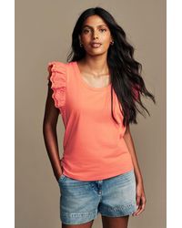 Laura Ashley - T-Shirt mit Lochspitze und Rüschen (1-tlg) - Lyst