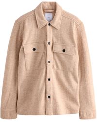 Next - Strukturierte Bouclé-Hemdjacke mit Wollanteil (1-St) - Lyst