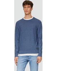 S.oliver - Strickpullover mit Strukturmix und Logo-Patch Rippblende - Lyst