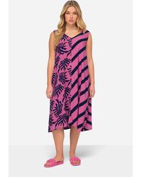 Laurasøn - Jerseykleid Kleid A-Line Print-Mix V-Ausschnitt ärmellos - Lyst