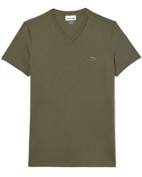 Lacoste - T-Shirt SHORT SLEEVED V-NECK TEE TH2036 316 Vert Kaki - Lyst