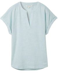 Tom Tailor - Blusenshirt blouse with slub structure, dusty mint blue - Lyst